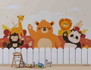 3D Childcare Nursery School Cartoon Animals Kids Wall Mural Wallpaper JN 18
