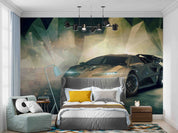 3D Brown Sports Car Wallpaper Wall Mural Wall Decor Wall Art Wall Sticker Remoable Wallpaper