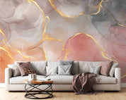 3D Abstract Damaskeen Gold Dust Ellipse Wall Mural Wallpaper YXL 626
