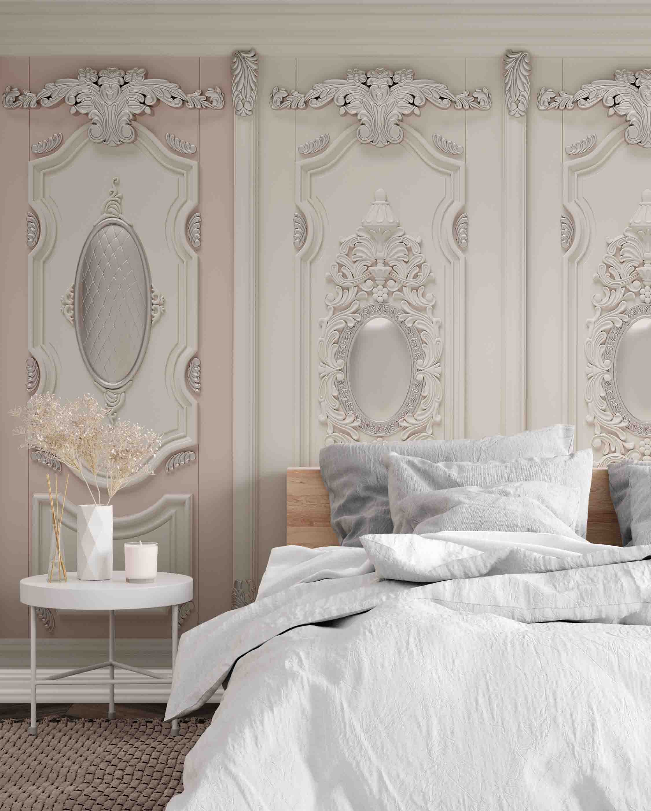 3D Classic Grey Panel elegant vintage wall panel wall mural wallpaper for bedroom