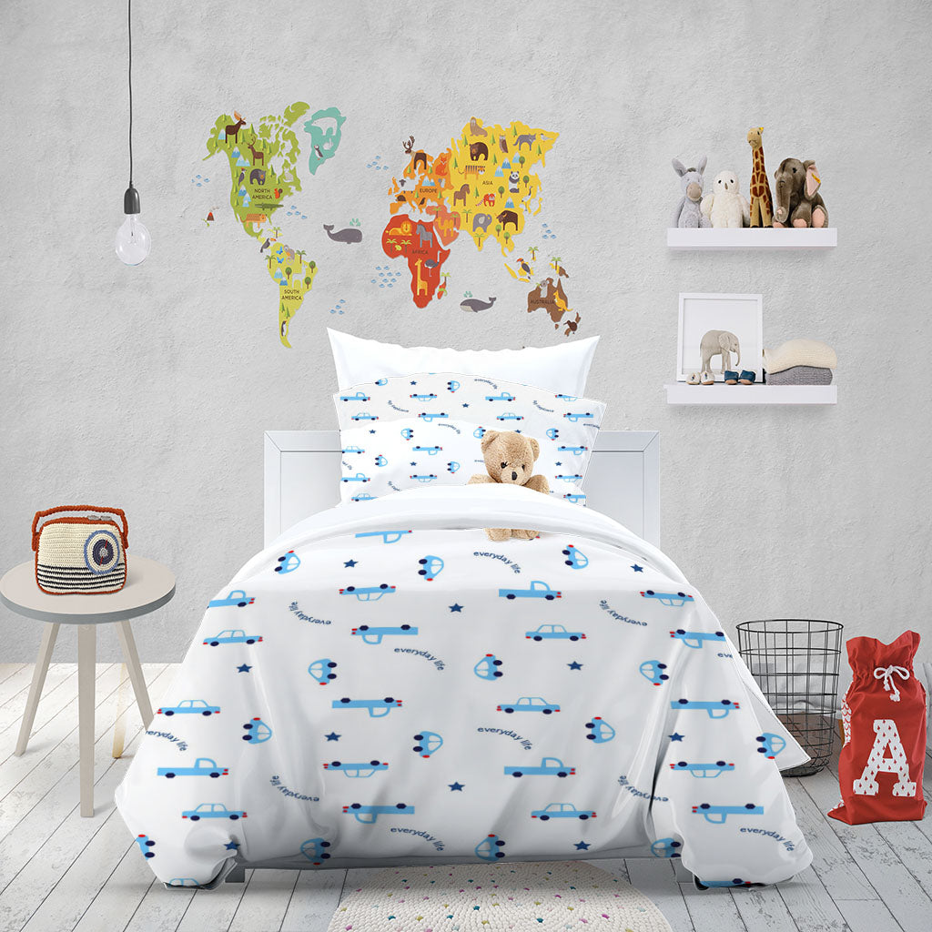 3D Car Trucks Letter White Quilt Cover Set Bedding Set Duvet Cover Pillowcases 1333