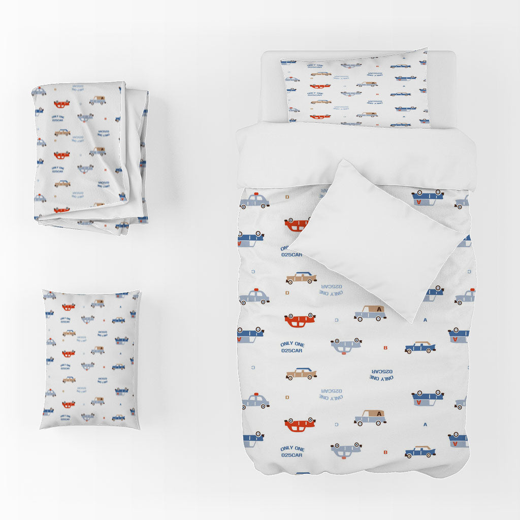 3D Car Bus Letter White Quilt Cover Set Bedding Set Duvet Cover Pillowcases 1334