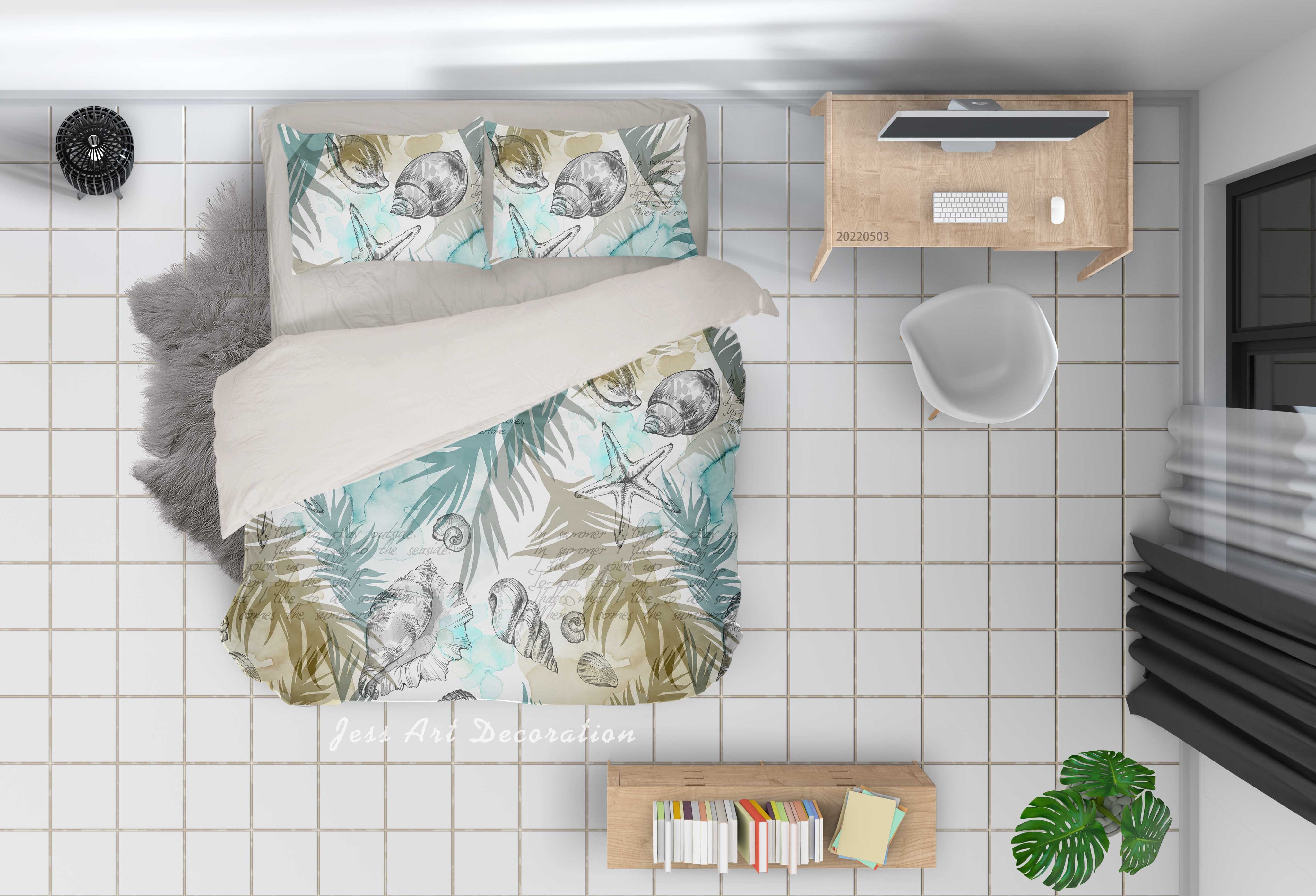 3D Sea Conch Leaf Quilt Cover Set Bedding Set Duvet Cover Pillowcase 483