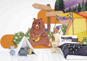 3D Cartoon Animal Bear Signpost Kids Wallpaper Wall Mural Wall Decor Wall Art Wall Sticker Remoable Wallpaper