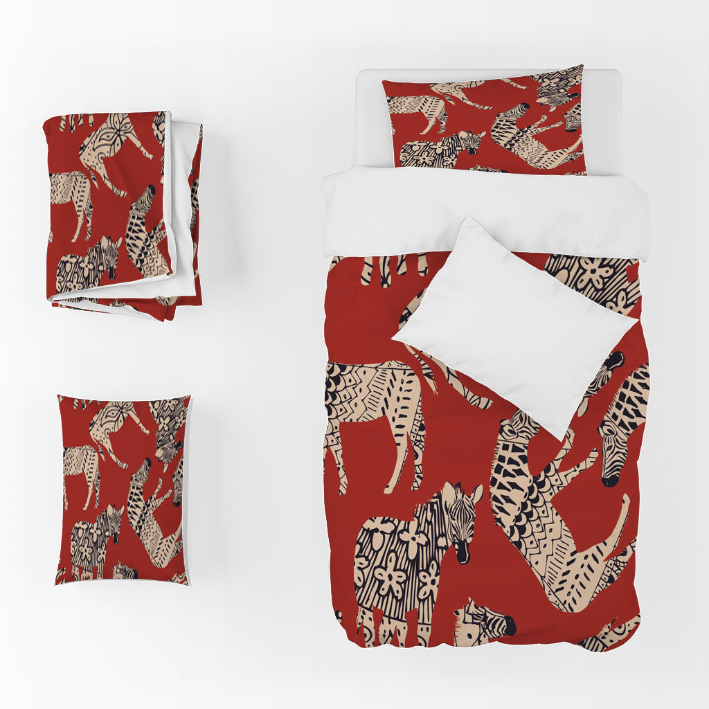 3D Pattern Zebra Red Floral Quilt Cover Set Bedding Set Duvet Cover Pillowcases 1349