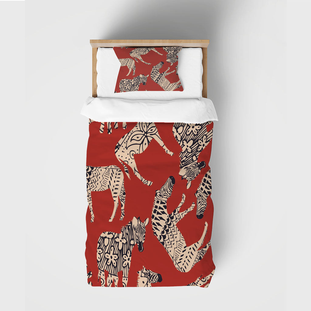 3D Pattern Zebra Red Floral Quilt Cover Set Bedding Set Duvet Cover Pillowcases 1349