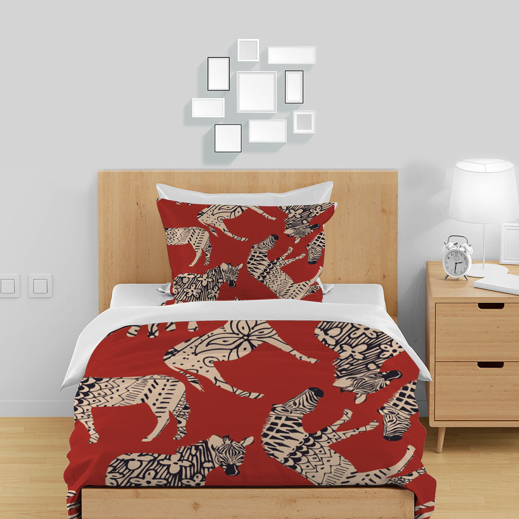 3D Pattern Zebra Red Floral Quilt Cover Set Bedding Set Duvet Cover Pillowcases 1349