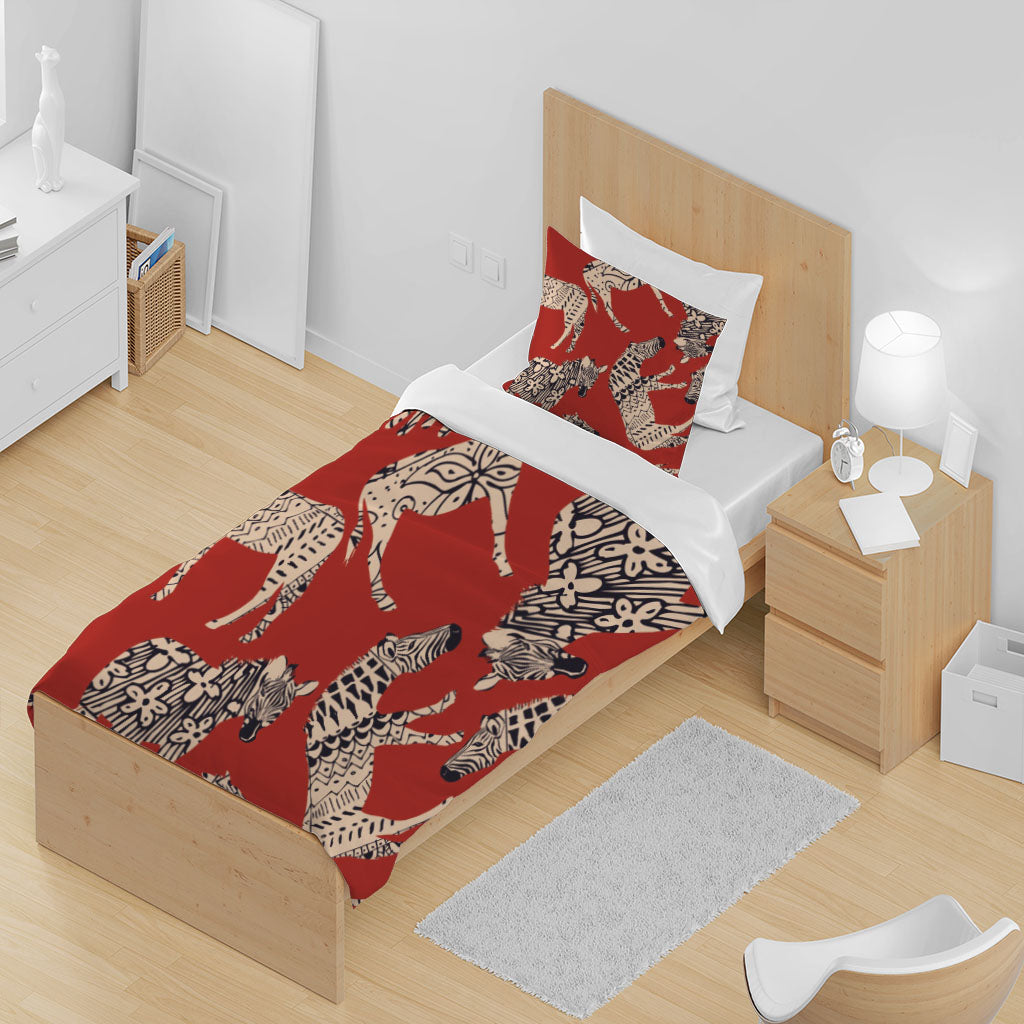 3D Pattern Zebra Red Floral Quilt Cover Set Bedding Set Duvet Cover Pillowcases 1349