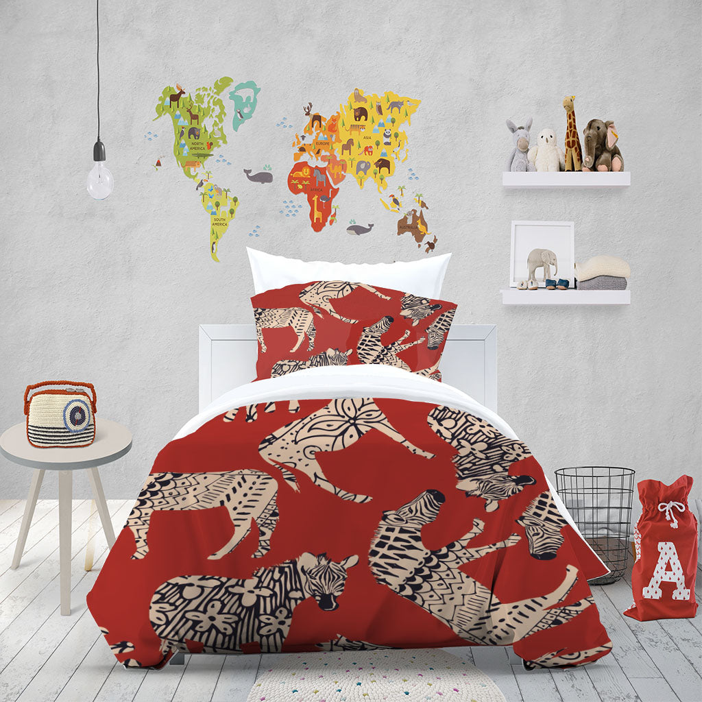 3D Pattern Zebra Red Floral Quilt Cover Set Bedding Set Duvet Cover Pillowcases 1349