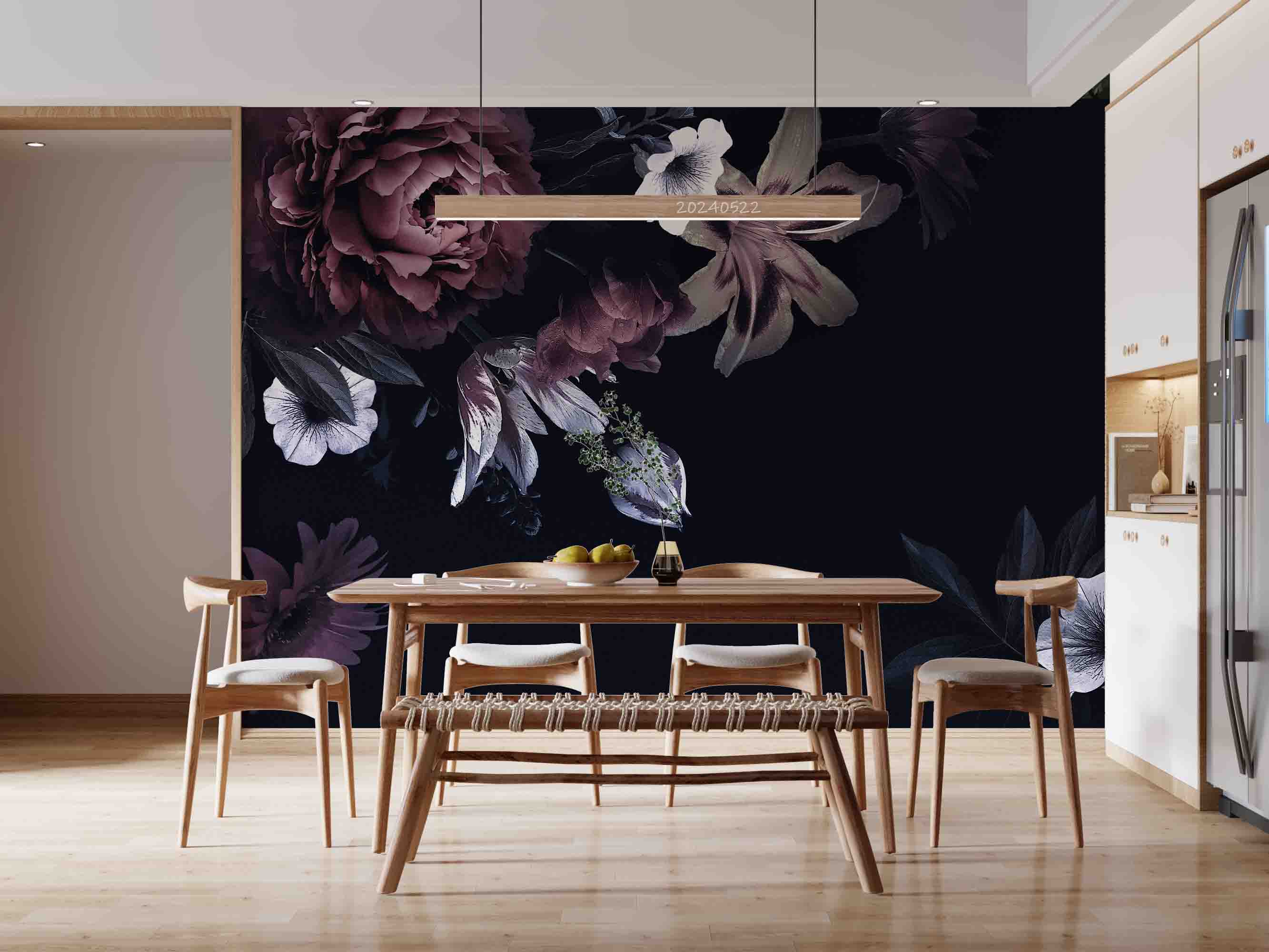3D Flower Rose Lily Black Flower Bud Wall Mural Wallpaper YXL 533