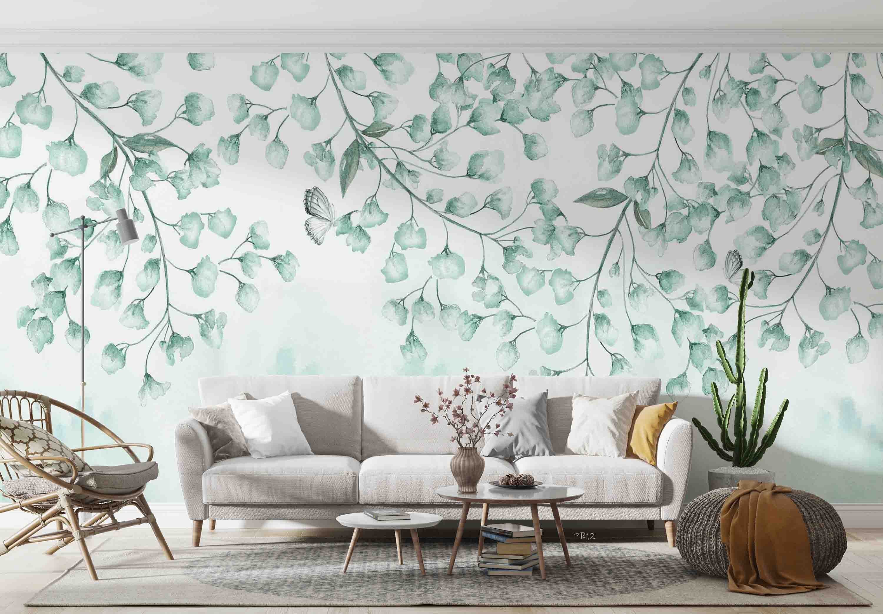 3D Watercolor Branches Leaves Butterfly Wall Mural Wallpaper GD 4945- Jess Art Decoration