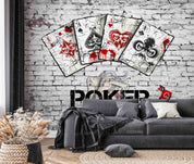 Graffiti Poker Brick Wall Background Wallpaper urban graffiti wall mural for teen room, studio or feature wall - view 2