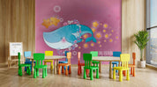 3D Childcare Nursery School Cartoon Kids Whale Wall Mural Wallpaper JN
