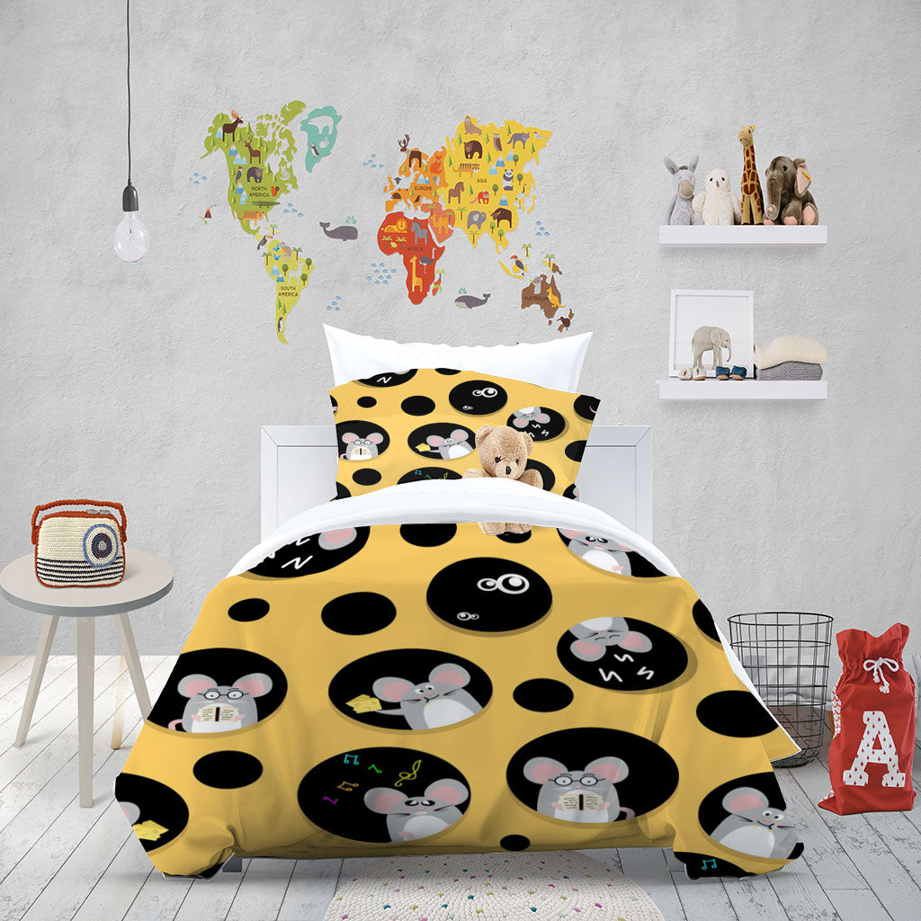 3D Mouse Cheese Round Note Quilt Cover Set Bedding Set Duvet Cover Pillowcase 1364
