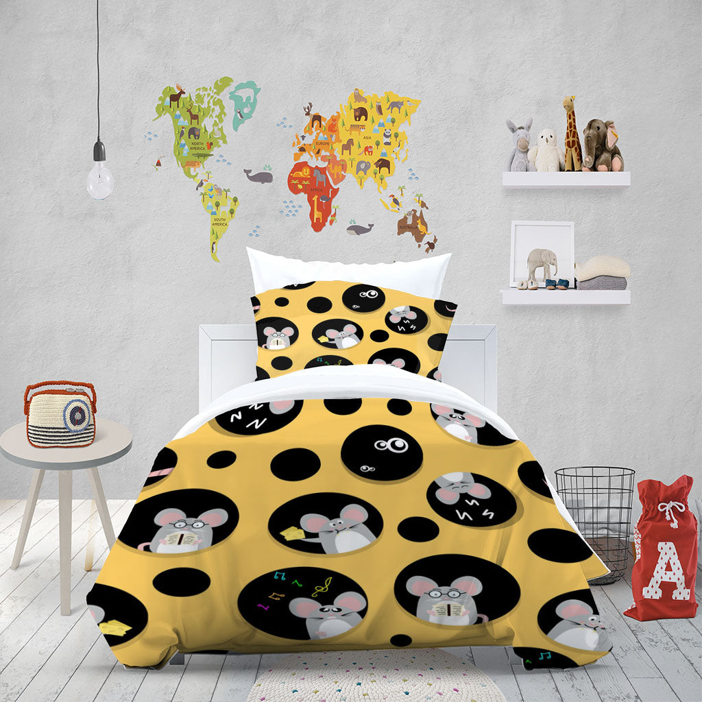 3D Mouse Cheese Round Note Quilt Cover Set Bedding Set Duvet Cover Pillowcase 1364