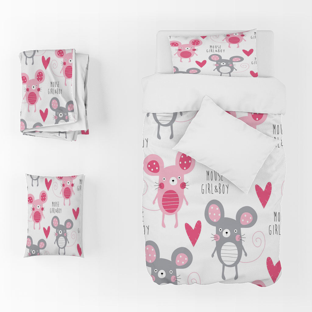 3D Mouse Love Letter Round Quilt Cover Set Bedding Set Duvet Cover Pillowcase 1365