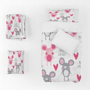3D Mouse Love Letter Round Quilt Cover Set Bedding Set Duvet Cover Pillowcase 1365
