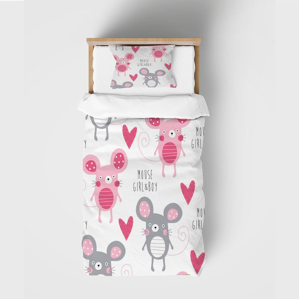 3D Mouse Love Letter Round Quilt Cover Set Bedding Set Duvet Cover Pillowcase 1365