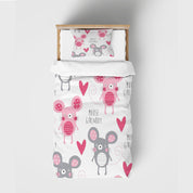 3D Mouse Love Letter Round Quilt Cover Set Bedding Set Duvet Cover Pillowcase 1365