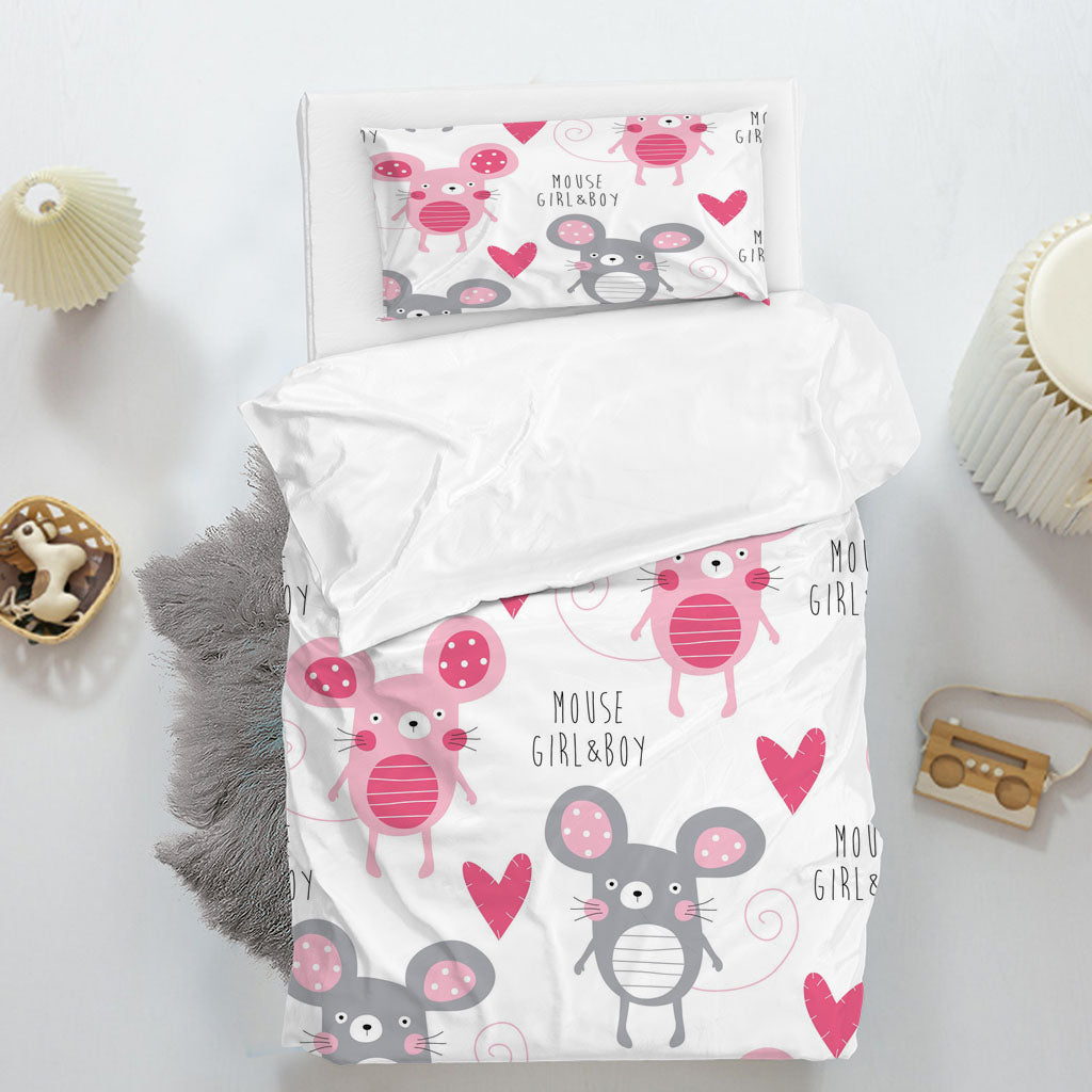3D Mouse Love Letter Round Quilt Cover Set Bedding Set Duvet Cover Pillowcase 1365
