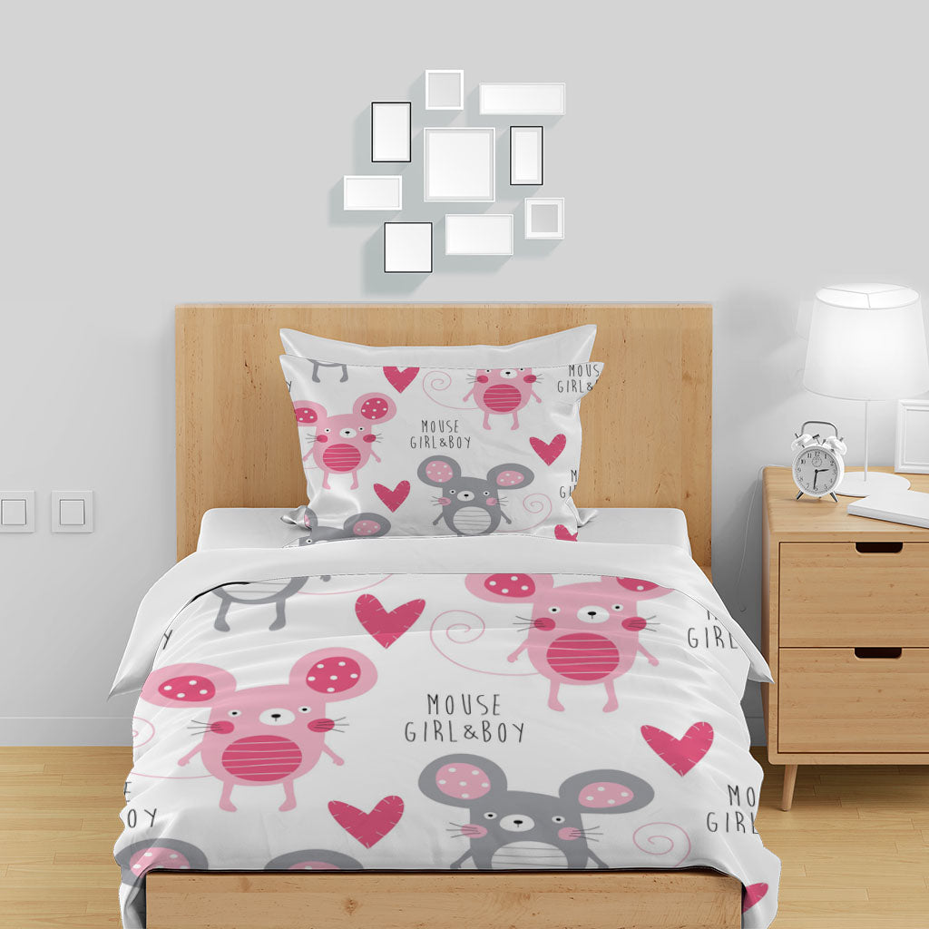 3D Mouse Love Letter Round Quilt Cover Set Bedding Set Duvet Cover Pillowcase 1365