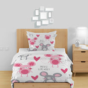 3D Mouse Love Letter Round Quilt Cover Set Bedding Set Duvet Cover Pillowcase 1365