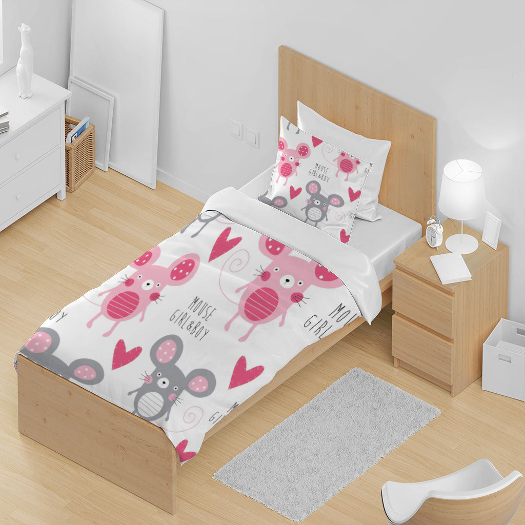 3D Mouse Love Letter Round Quilt Cover Set Bedding Set Duvet Cover Pillowcase 1365