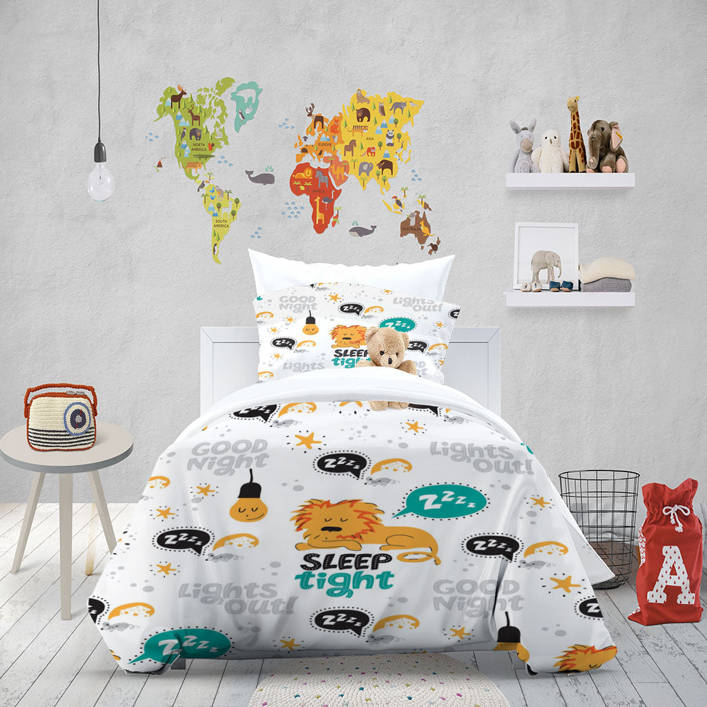 3D Lion Letter Star Bulb Quilt Cover Set Bedding Set Duvet Cover Pillowcase 1366