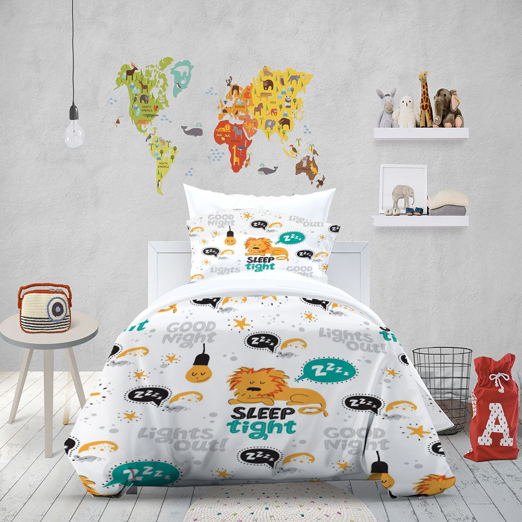 3D Lion Letter Star Bulb Quilt Cover Set Bedding Set Duvet Cover Pillowcase 1366
