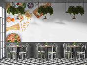 3D Pasta Design Fork Macaroni Pasta Watercolor Illustration Wall Mural Wallpaper GD 5485- Jess Art Decoration