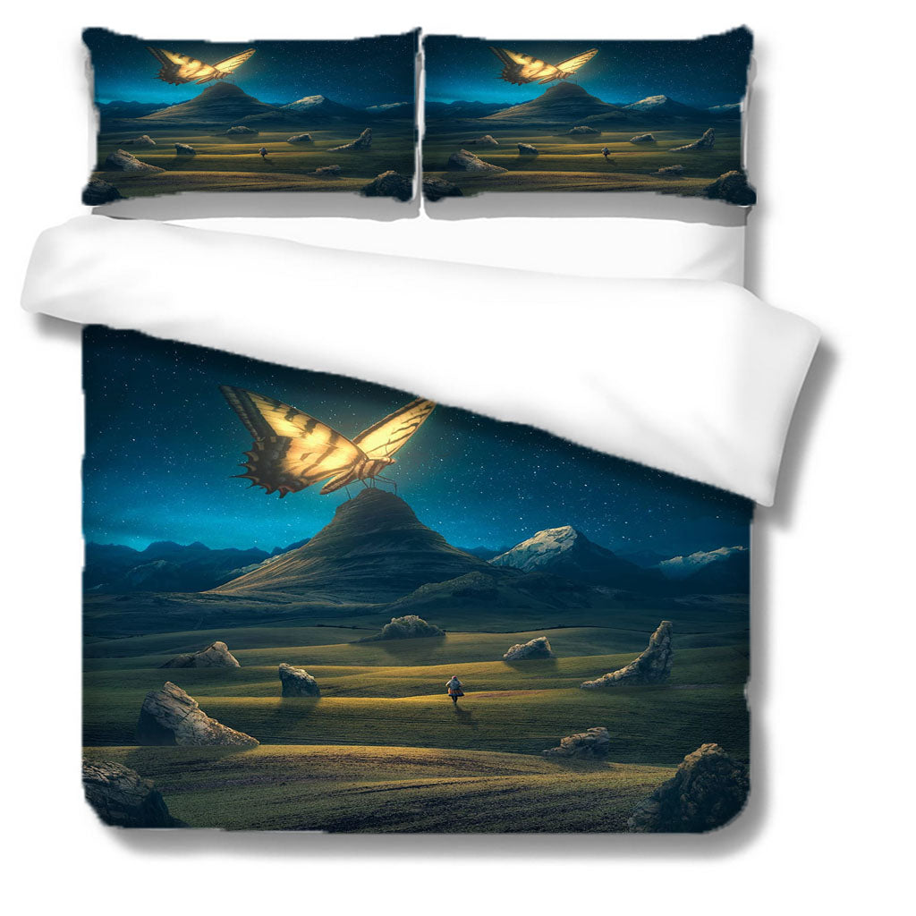 3D Mountain Stone Butterfly Quilt Cover Set Bedding Set Duvet Cover Pillowcases 1144