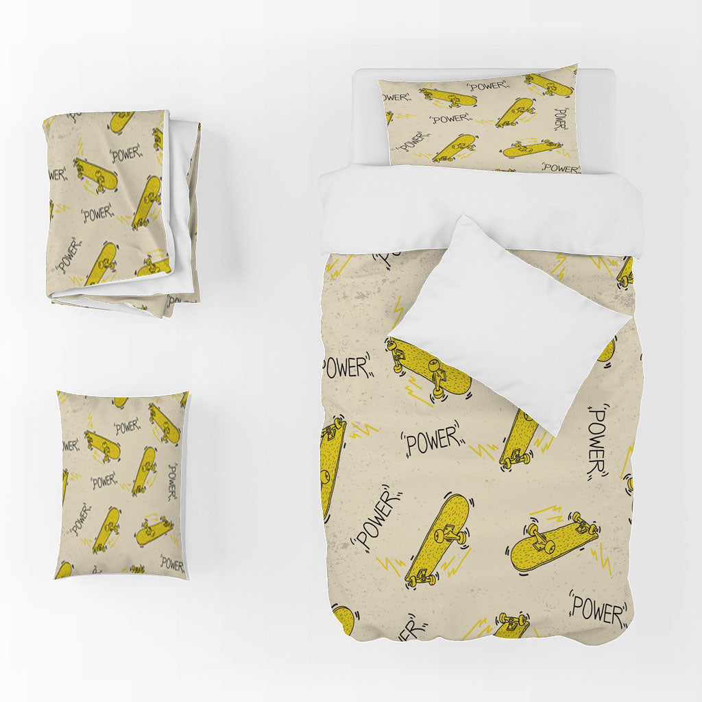 3D Skateboarding Letter Apricot Quilt Cover Set Bedding Set Duvet Cover Pillowcase 1373