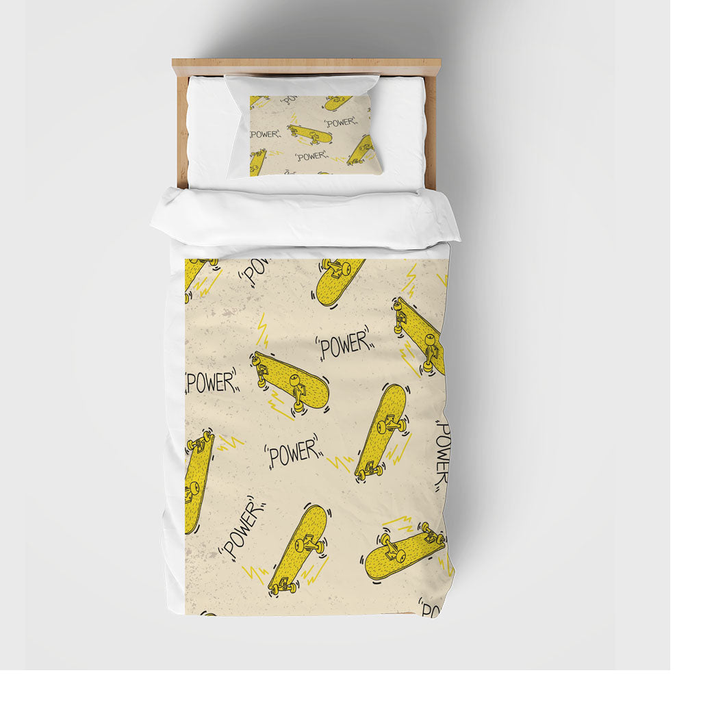 3D Skateboarding Letter Apricot Quilt Cover Set Bedding Set Duvet Cover Pillowcase 1373