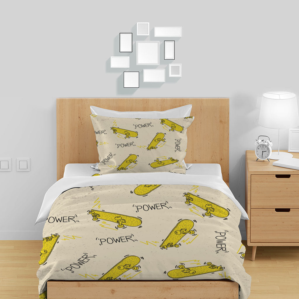 3D Skateboarding Letter Apricot Quilt Cover Set Bedding Set Duvet Cover Pillowcase 1373