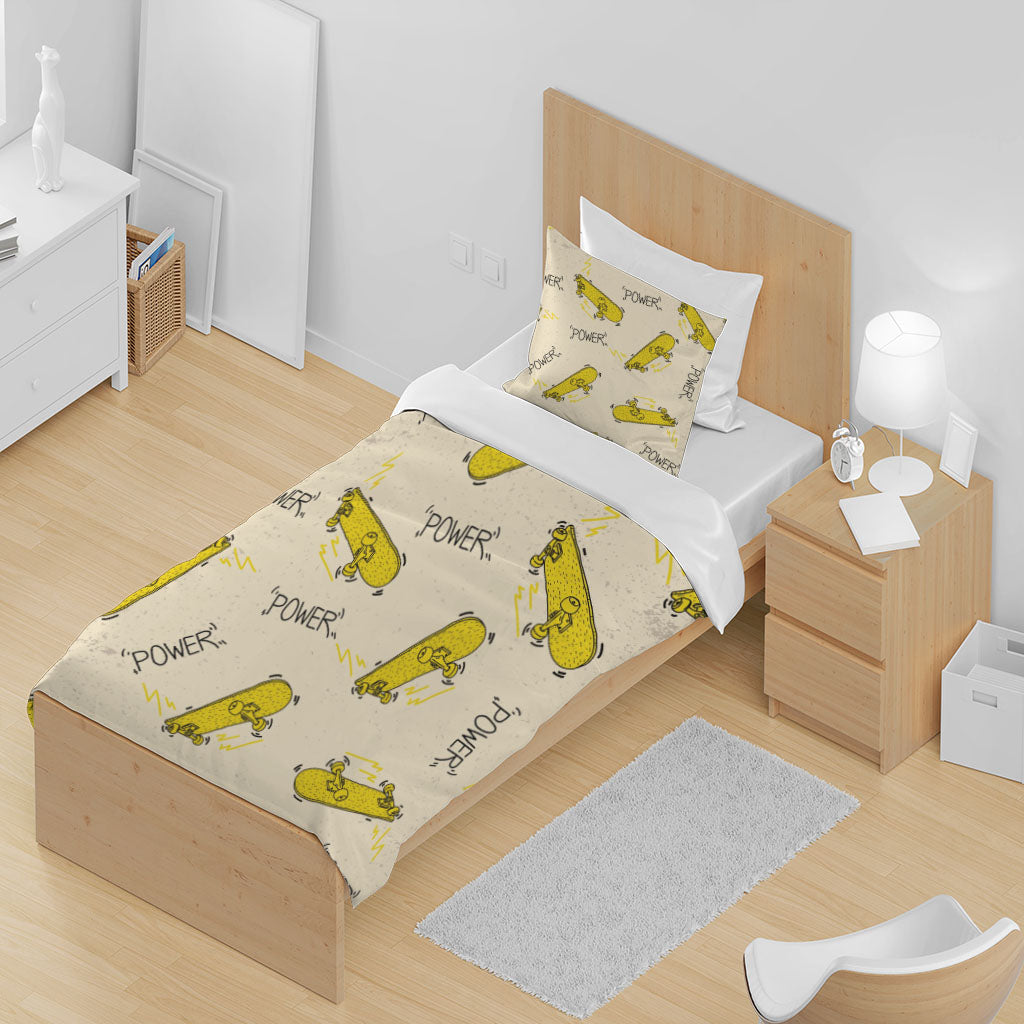 3D Skateboarding Letter Apricot Quilt Cover Set Bedding Set Duvet Cover Pillowcase 1373
