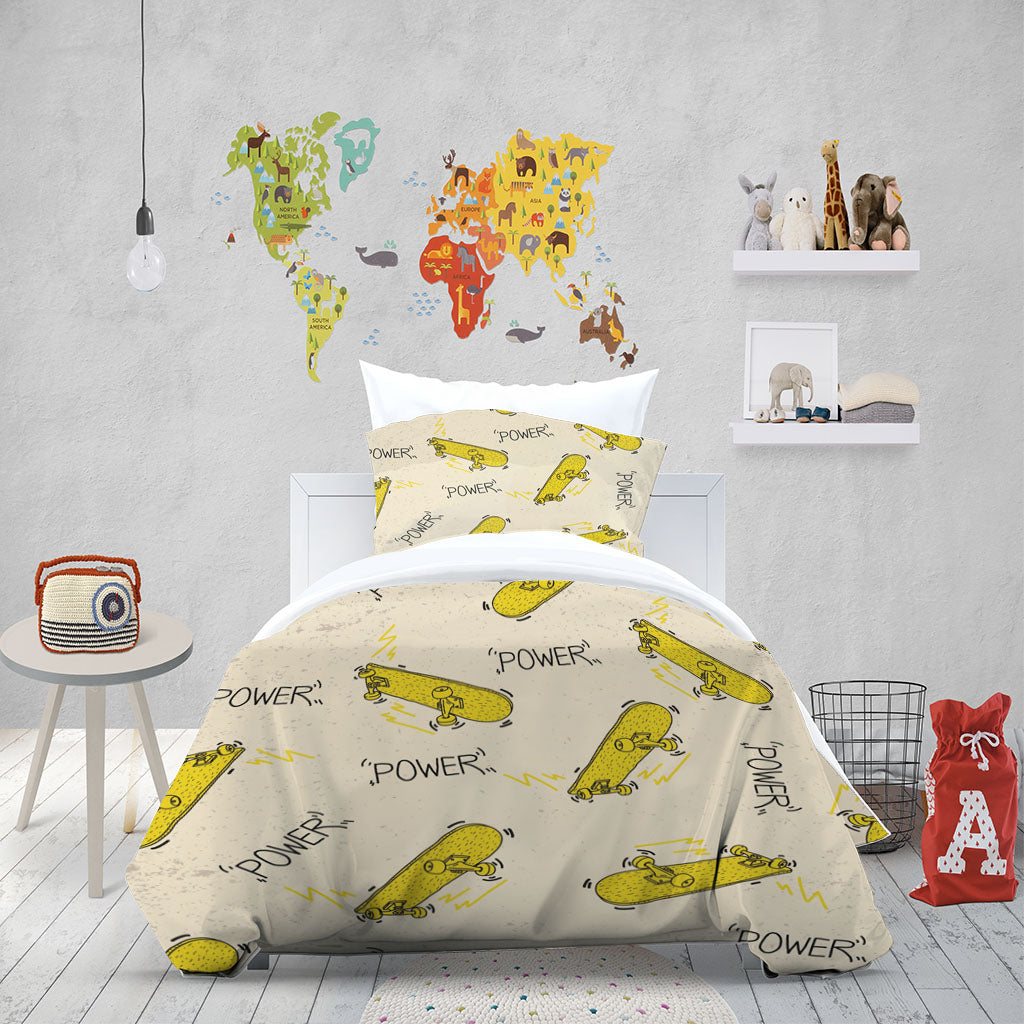 3D Skateboarding Letter Apricot Quilt Cover Set Bedding Set Duvet Cover Pillowcase 1373