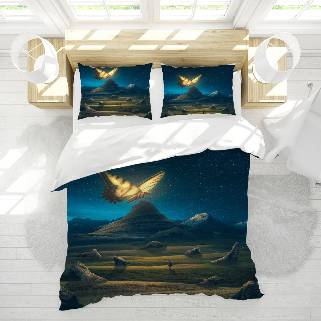 3D Mountain Stone Butterfly Quilt Cover Set Bedding Set Duvet Cover Pillowcases 1144