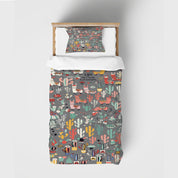 3D Cartoon Cactus Alpaca Letter Quilt Cover Set Bedding Set Duvet Cover Pillowcase 1393