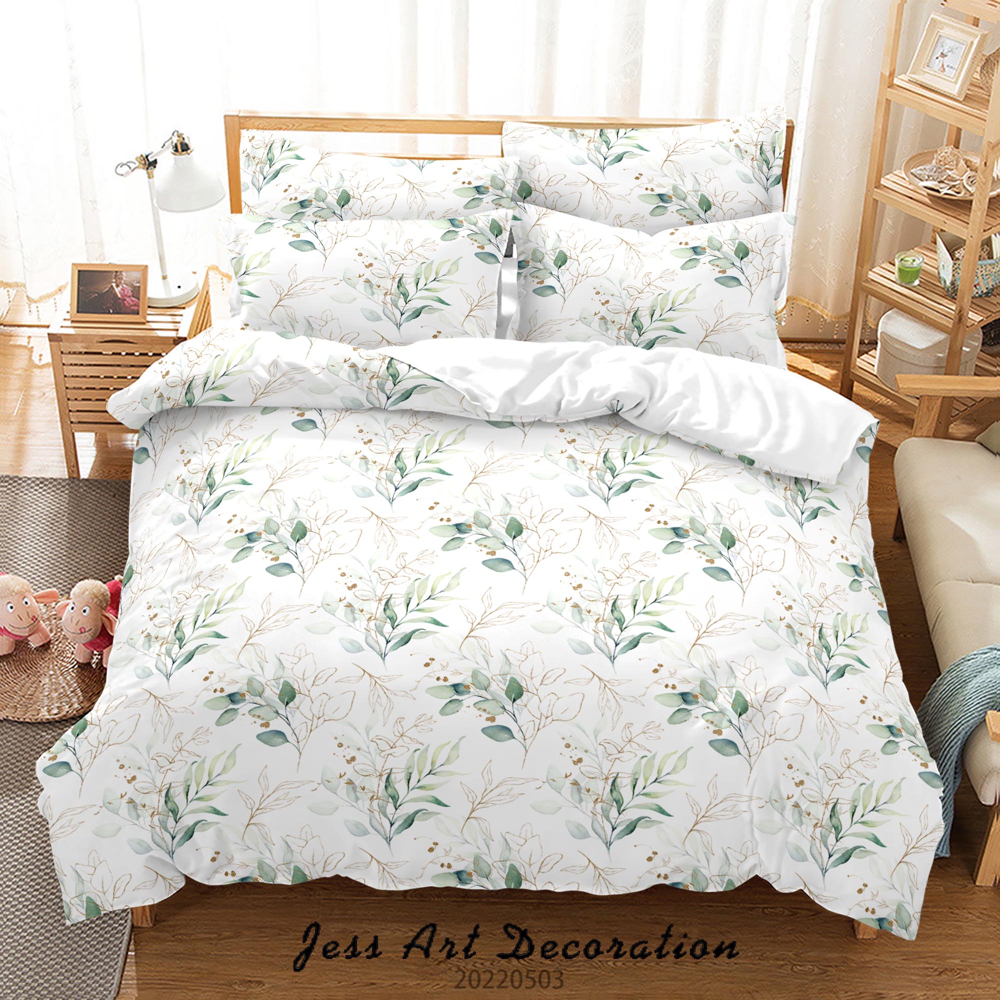 3D Leaf Floral Line Quilt Cover Set Bedding Set Duvet Cover Pillowcase 602