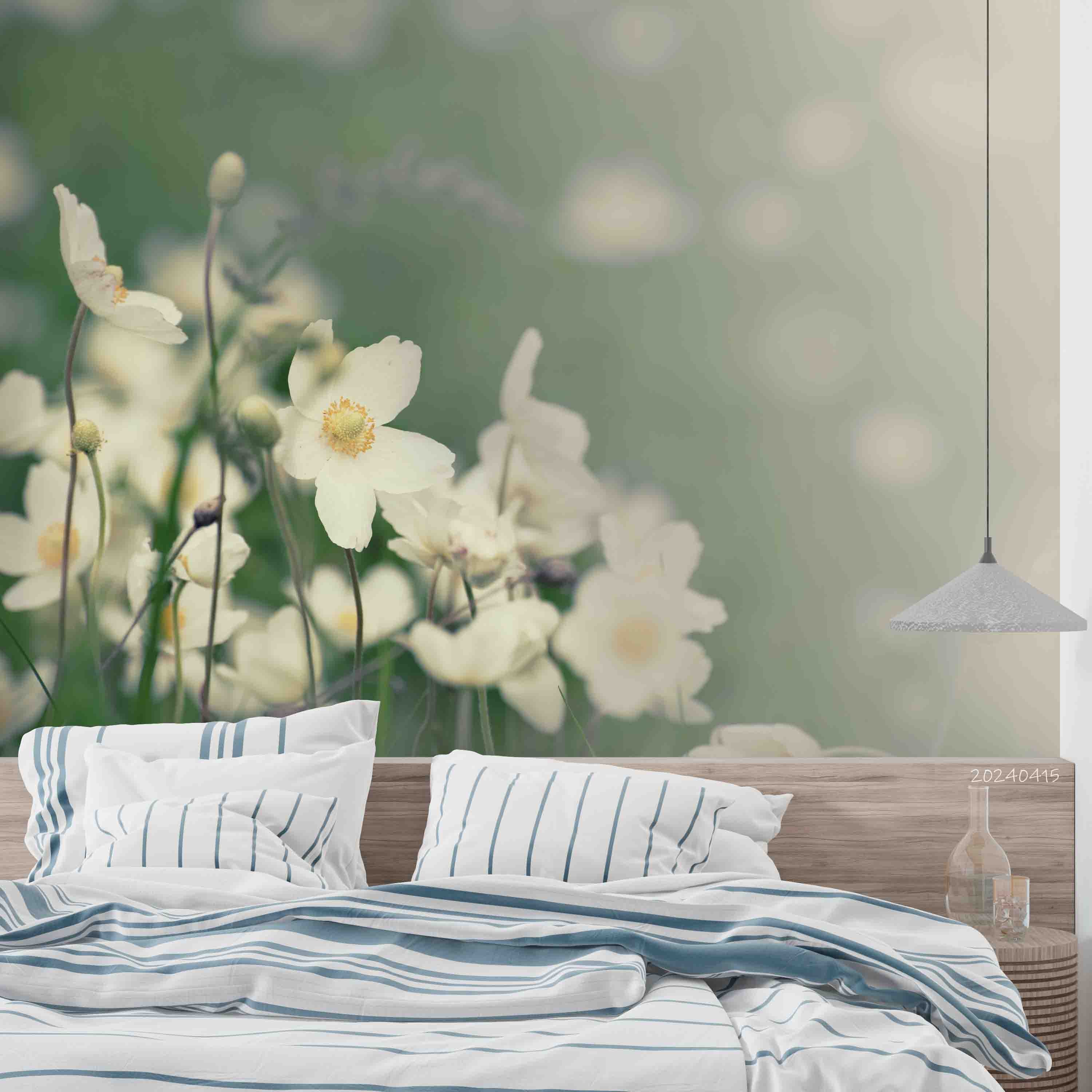 3D White Floral Wallpaper Wall Mural Wall Decor Wall Art Wall Sticker Remoable Wallpaper