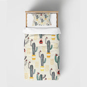 3D Cartoon Cactus Star Apricot Quilt Cover Set Bedding Set Duvet Cover Pillowcase 1395