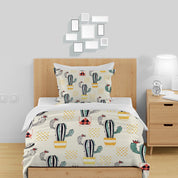 3D Cartoon Cactus Star Apricot Quilt Cover Set Bedding Set Duvet Cover Pillowcase 1395