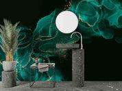 3D Abstract Damaskeen Black Float Wall Mural Wallpaper YXL 596