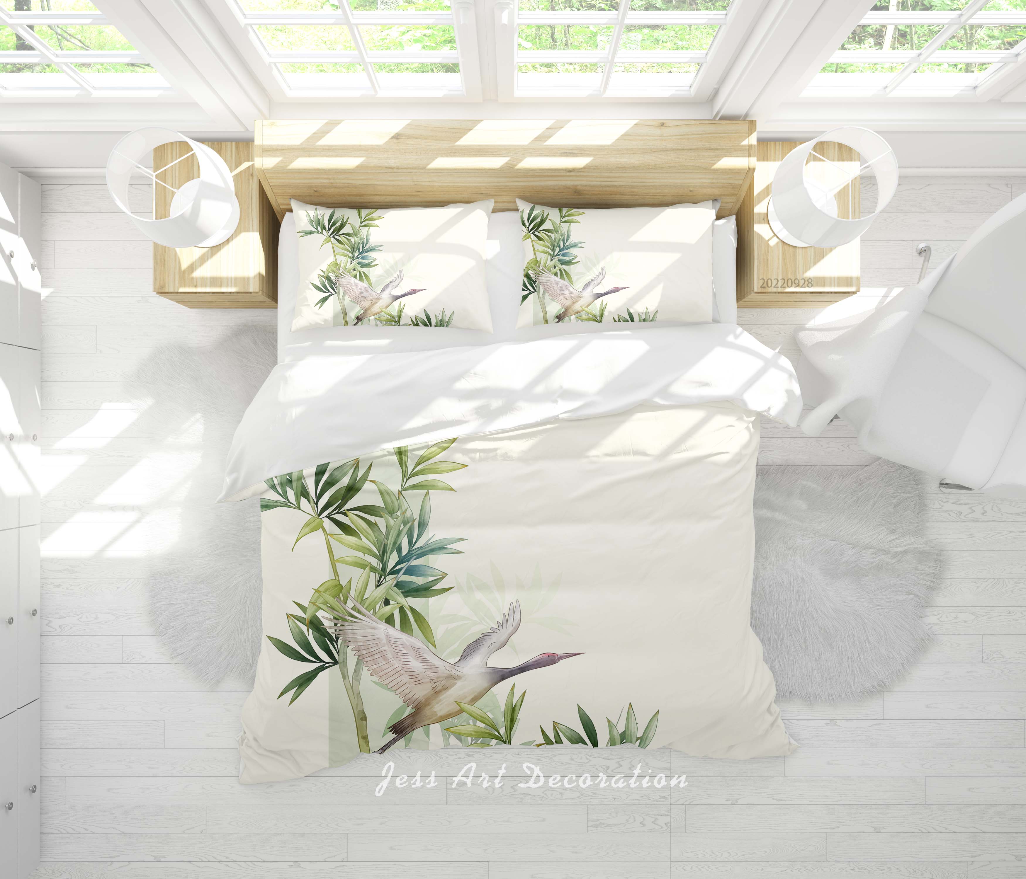 3D Tree Leaf Bird Quilt Cover Set Bedding Set Duvet Cover Pillowcase 264
