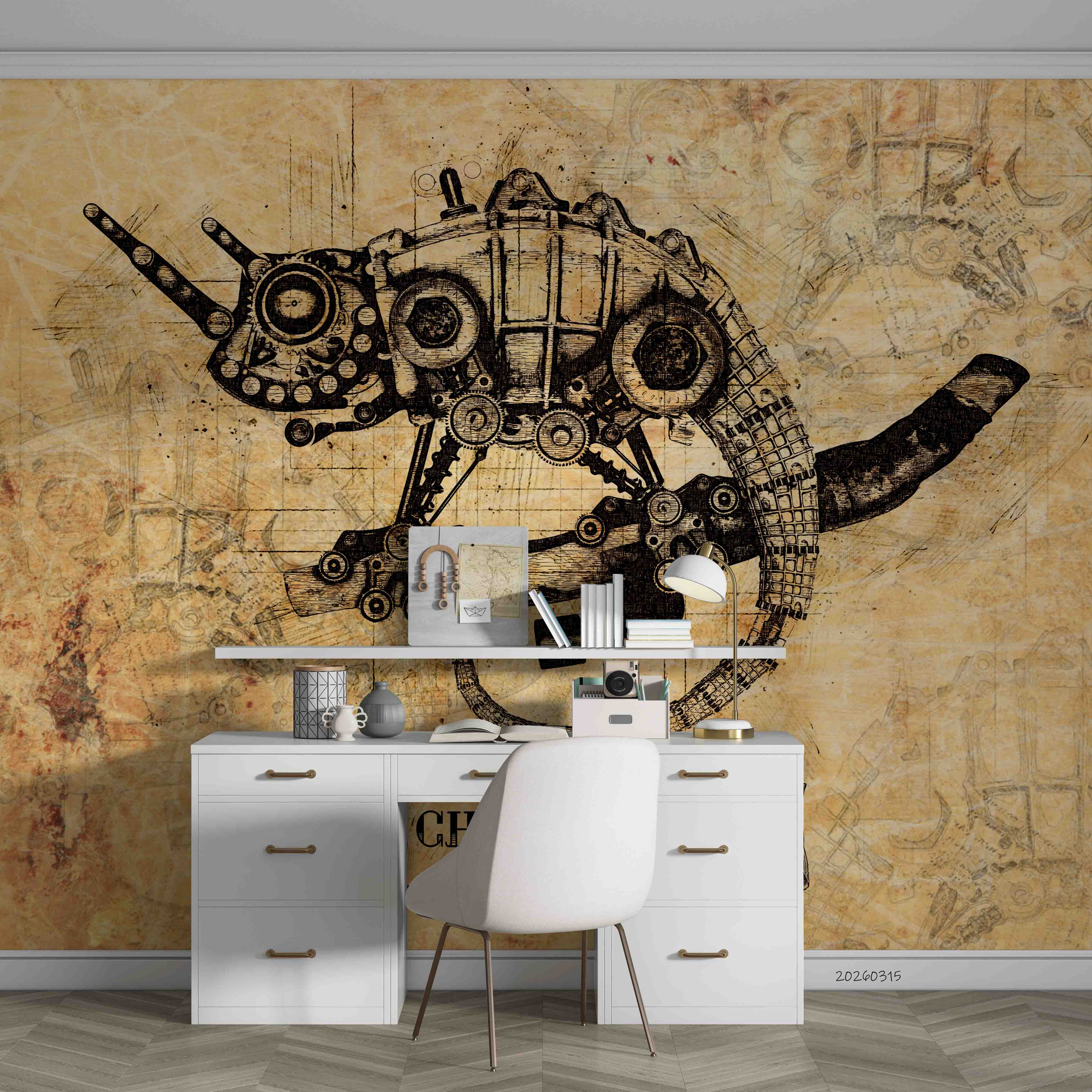 3D Retro Mechanical Chameleon Steampunk Wallpaper Wall Mural Wall Decor Wall Art Wall Sticker Remoable Wallpaper 20