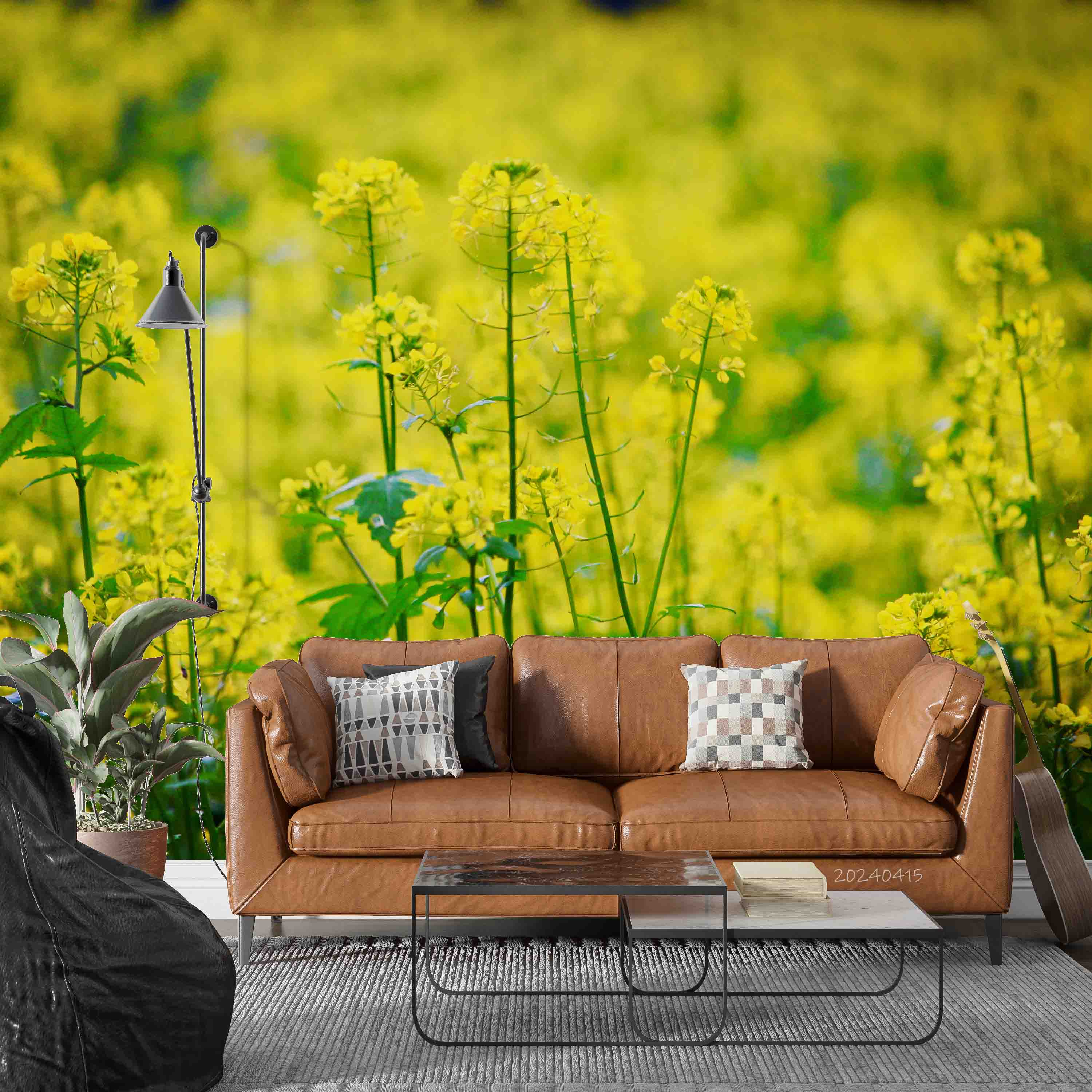 3D Yellow Rapeseed Field Flower Wallpaper Wall Mural Wall Decor Wall Art Wall Sticker Remoable Wallpaper