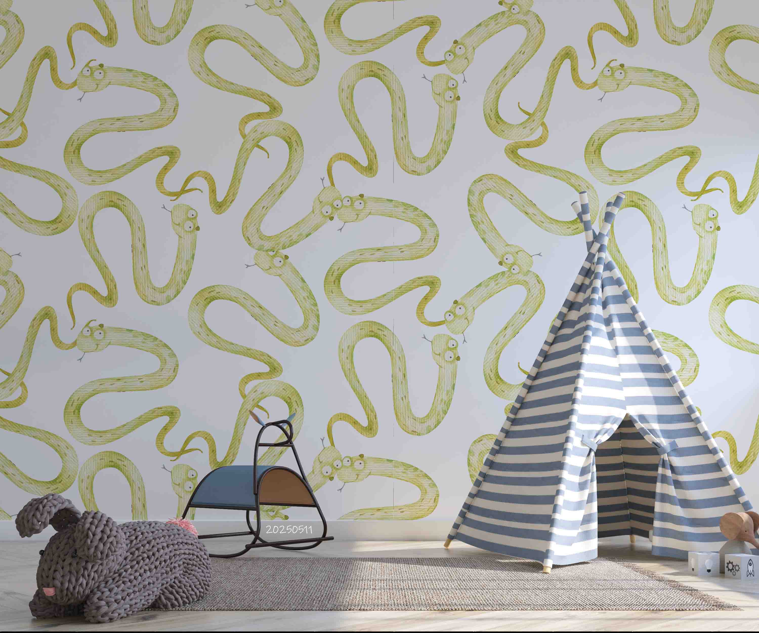 3D Cartoon Animal Golden Snake Kids Wallpaper Wall Mural Wall Decor Wall Art Wall Sticker Remoable Wallpaper