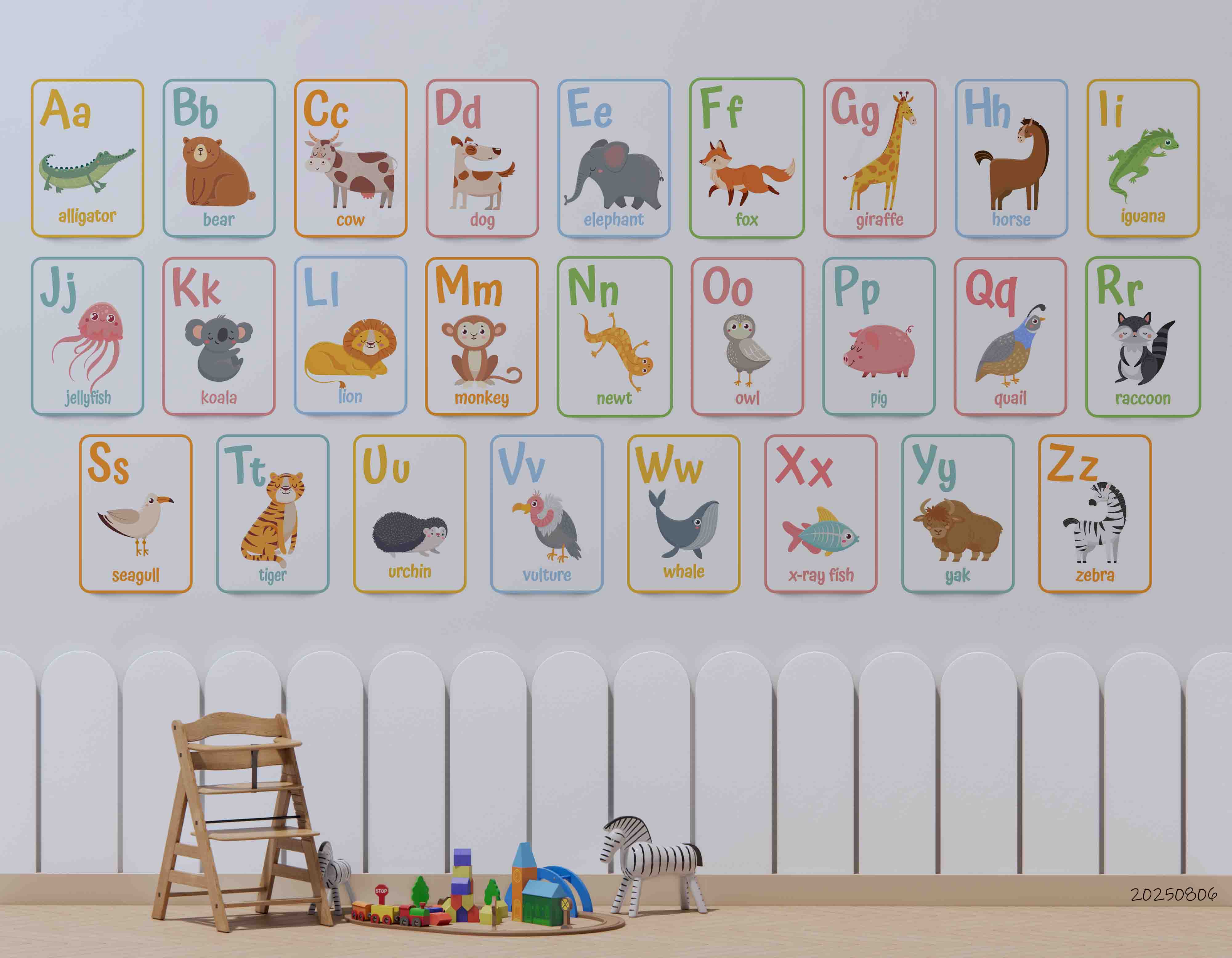 3D Childcare Nursery School Cartoon Kids Animals Letters Wall Mural Wallpaper JN 68