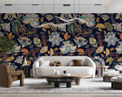 3D Vintage Floral Black Background Wall Mural Wallpaper GD 4614- Jess Art Decoration