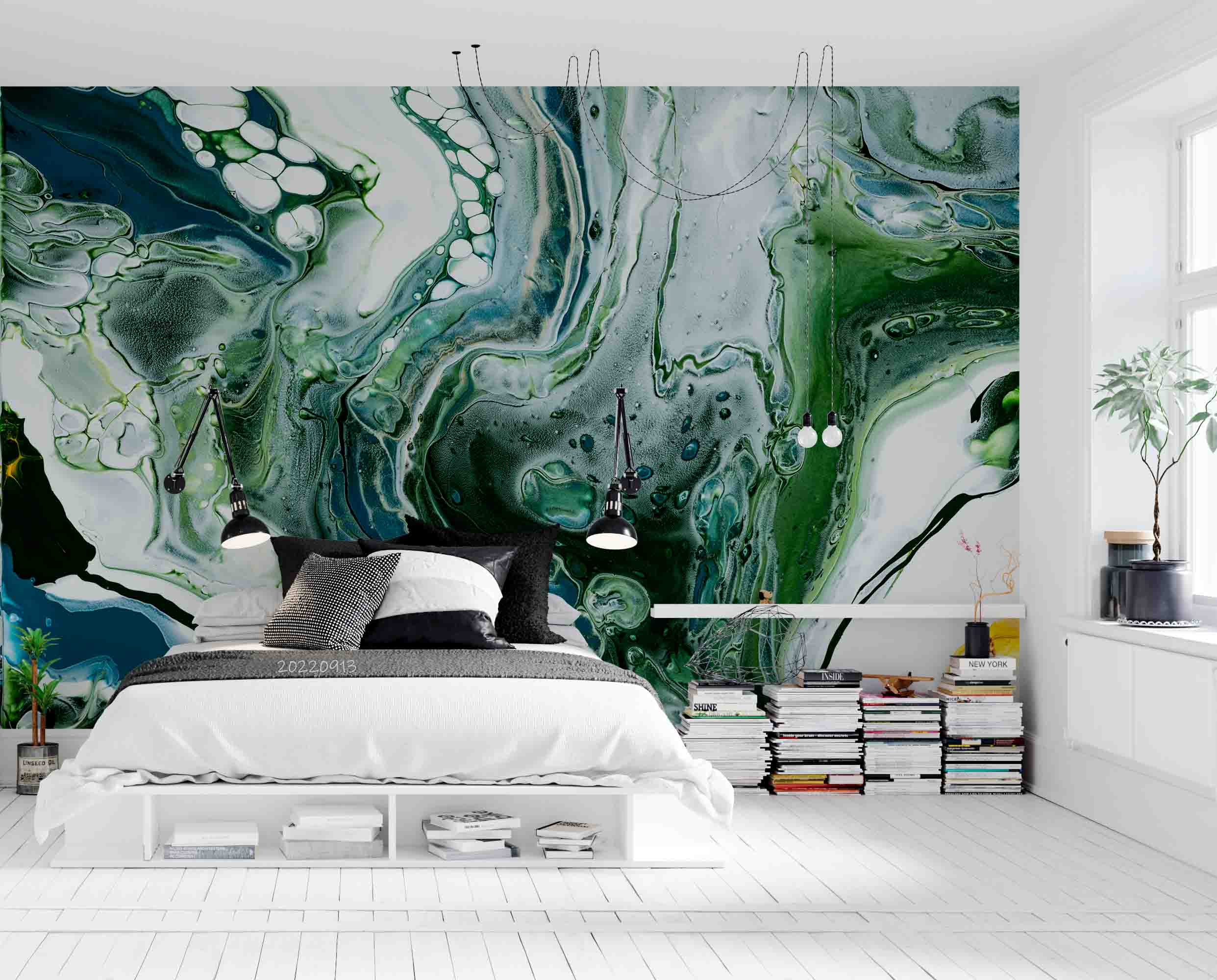 3D Green Marble Swirl Background Wall Mural Wallpaper GD 3548- Jess Art Decoration